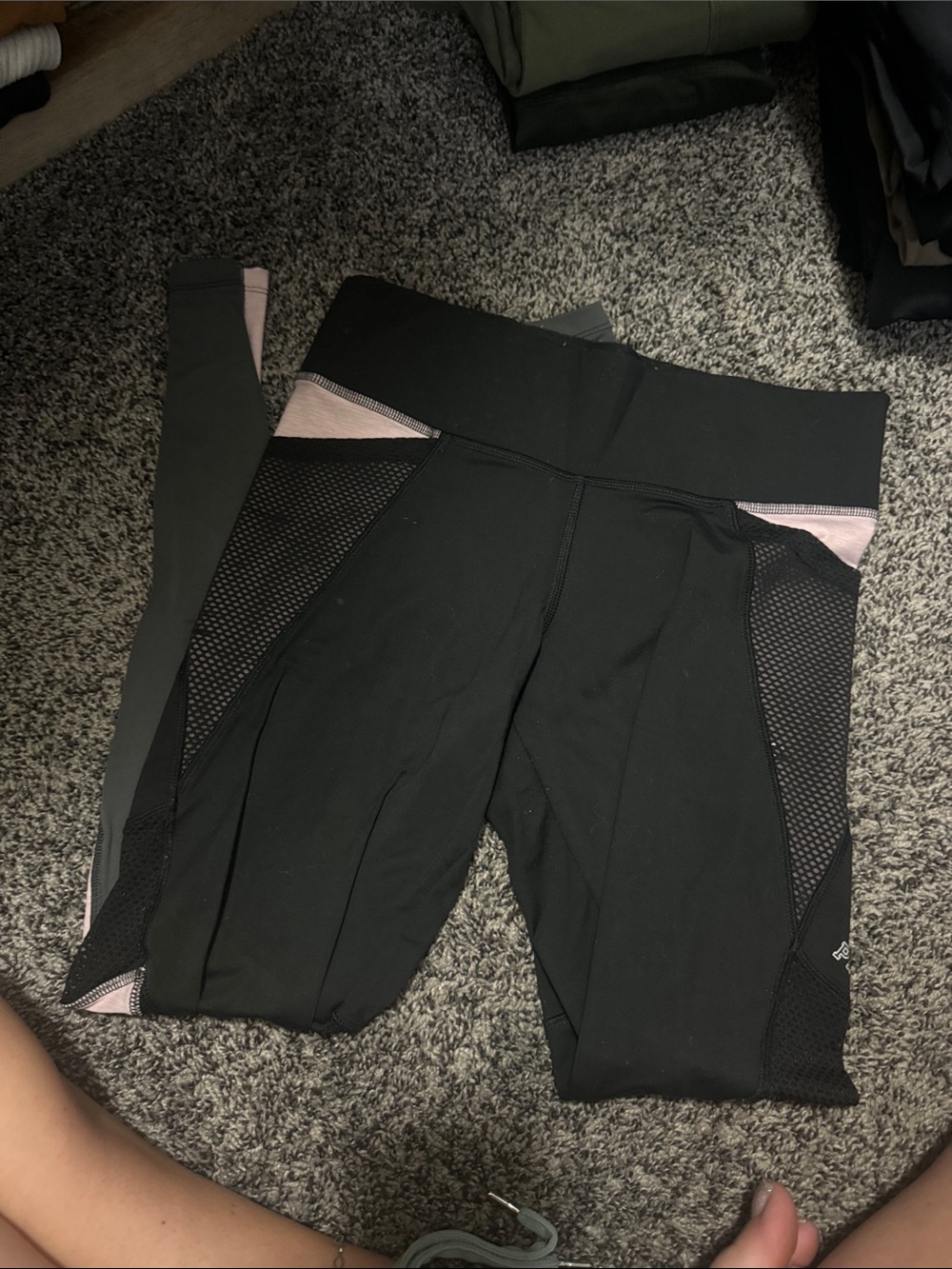 PINK Victoria's Secret Black Leggings with Pink Accents